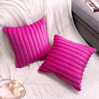 2 Pack 16x16 Pillow Cover Velvet Pillow Covers, Faux Fur Square Throw Pillow Covers for Living Room Decorations Throw Pillow Case, Throw Pillow Cover Cushion Cover for Sofa Bedroom Car, Hot Pink