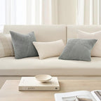 Topfinel 16x16 inches Euro Pillow Shams Set of 2 Soft Corduroy Decorative Throw Pillow Covers for Bedroom Living Room Boho Textured Striped Patchwork Couch Pillow Covers 40x40cm LightGrey