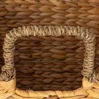 Household Essentials Square Handwoven Water Hyacinth and Seagrass Basket with Handles, Natural
