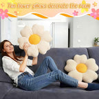 10 Pcs Cute Flower Pillow 15.75 Inch Flower Plush Throw Pillow Aesthetic Decorative Seating Cushion for Spring Back to School First Day of School Sofa Couch Decor (Monochrome,Light White)