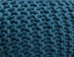 FRELISH DECOR Round Pouf Ottoman Hand Knitted 100% Cotton Pouf Foot Stool - Knitted Bean Bag - Floor Chair for Living Room Bedroom - Foot Rest for Couch (20 Diameter x 14 Height) - Teal