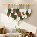 NYEONHRT Large Macrame Wall Hanging Handmade Boho Leaf and Feather Tapestry for Modern Home Decor Perfect Wall Art for Living Room Bedroom Nursery Apartment Backdrop 39x31 Inch (Brown green)