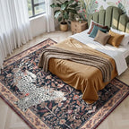 Moynesa Leopard Washable Area Rugs 8x10, Large Boho Rugs for Living Room, Vintage Non Slip Dining Room Rugs for Under Table, Ultra Thin Soft Floor Carpet for Office Bedroom, Puce Red