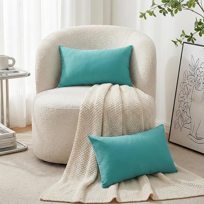 4-Pack 100% Cotton Lumbar Comfortable Solid Decorative Throw Pillow Case,Thmyo Rectangle Cushion Cover Pillowcase Sublimation Blank Pillow Covers DIY Throw Pillowcase(12x20inch/30x50cm, Green)