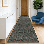 Washable 2' x 6' Runners for Hallways, Non Slip Long Floor Runner for Kitchen, Entryway Indoor, Stain Resistant Rubber Backing Floral Decor Rug (Dark Green)