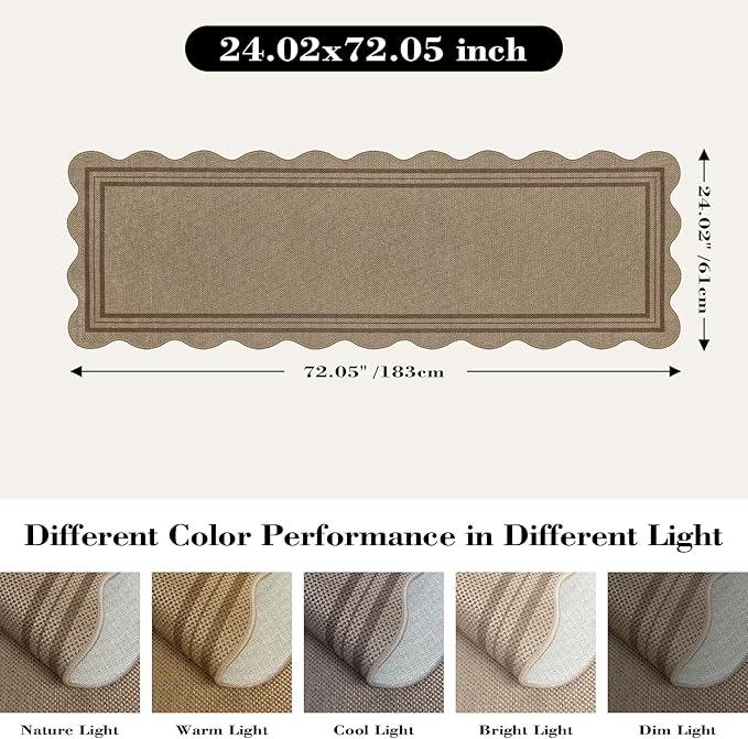 Modern Easy Jute Rug, 2x6 Kitchen Runner Washable Rug Runners for Hallways Farmhouse Carpet, Non Slip Indoor Outdoor Runner Contemporary Door Mat for Porch Laundry Entryway