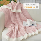 Snuggle Sac Pink Throw Blanket for Couch, Soft Cozy Ribbed Fluffy Blankets for Women, Warm Microfiber Knit Cute Throws for Girls Daughter Women Gifts for Mom, Pink, 50x70 inches