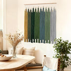 KHOYIME Macrame Wall Hanging Large Boho Home Decor Aesthetic, Bohemian Green Tassels Tapestry Modern Handmade Artwork Chic Wall Art Decorations for Living Dining Room Bedroom Nursery Office 38.5"x43"