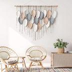 Alynsehom Large Macrame Wall Hanging, Boho Woven Tapestry, Chic Modern Bohemian Handmade Leaf Feather Wall Art Home Decor for Apartment Dorm Living Room Bedroom Nursery Backdrop (39" W X 29.5" L)