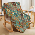 Boho Floral Throw Blanket Mandala Colorful Bohemian Flowers Art Pattern Blanket for Sofa Bed Couch Chair Or Dorm 50"x60"