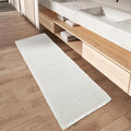 Upgraded Waffle Runner Rug Super Absorbent Non Slip Bath Mats for Bathroom Floor, Washable Boho Bathroom Runner Rug with Tassels, Ideal for Hallway Bedroom Laundry Room, 2' x 6', White