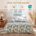 Boho Throw Blanket for Bed Cotton Spring Blankets Twin Size for Bedroom Living Room All Season Lightweight Leaves Embroidery Breathable Quilt for Couch Sofa Chair 60"x80" Home Decor