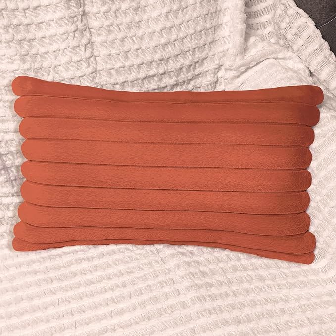 2 Pack 12x20 Pillow Cover Velvet Pillow Covers, Faux Fur Oblong Throw Pillow Covers for Living Room Decorations Throw Pillow Case, Throw Pillow Cover Cushion Cover for Home Sofa Bedroom Car, Rust