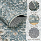 2'x6' Washable Runner Rug Utral Soft Lightweight Vintage Boho Distressed Non-Slip Backing,Low Pile Stain Resistant Farmhouse Rug for High-Traffic Hallway, Kitchen & Laundry