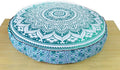 ICC Large Hippie Mandala Round Floor Pillow Cover Ottoman Pouf Cover Daybed Oversized Cotton Cushion Cover with Heavy Duty Zipper Seating Ottoman Poufs Dog-Pets Bed (Green Ombre, 35" Round)