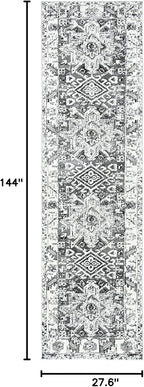 SAFAVIEH Vintage Hamadan Collection Runner Rug - 2'3" x 12', Grey & Ivory, Traditional Persian Design, Non-Shedding & Easy to Clean, Ideal for Hallway, Foyer, Entryway, Bedroom (VTH211G)