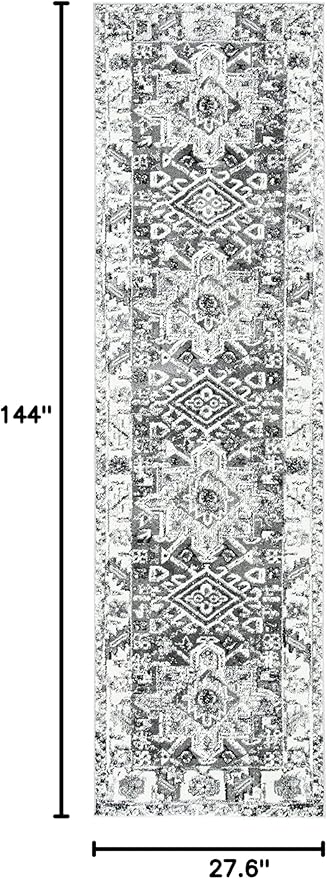SAFAVIEH Vintage Hamadan Collection Runner Rug - 2'3" x 12', Grey & Ivory, Traditional Persian Design, Non-Shedding & Easy to Clean, Ideal for Hallway, Foyer, Entryway, Bedroom (VTH211G)