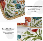 Red Blue Bright Floral Soft Velvet Throw Pillow Covers Set of 2 Colorful Flowers Green Leaf Plant Decorative Pillow Covers 16x16 Inch Boho Rustic Pillow Case For Sofa Couch Living Room Home Decor