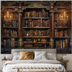 Accnicc Vintage Bookshelf Tapestry Medieval Art Book Tapestries Wall Hanging Gothic Dark Academia Retro Library Backdrop Tapestry for Bedroom Living Room Dorm Study Classroom 90× 68 inch