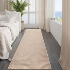 2x10 ft Hallway Runner Rug Extra Long Boho Woven Kitchen Runner Rugs Mat Non Slip Washable, Soft Hall Floor Mat Runner Carpet for Indoor Backdoor Bedroom Entryway Laundry Living Room, Brown