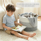 40L Large Cotton Rope Basket, Decorative Woven Blanket Storage for Living Room, Boho Toy Storage & Toy Box for Kids, Versatile Laundry Basket & Nursery Hamper for Blankets(Gery)