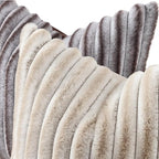 decorUhome Cozy Faux Fur Throw Pillow Covers 18x18 Set of 2 Decorative Soft Plush Striped Modern Farmhouse Boho Couch Pillow Cases with Velvet Back for Sofa Bed Living Room, Brown White