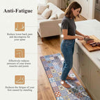Boho Kitchen Rug Mats for Floor Cushioned Anti Fatigue Colorful Ceramic Tile Kitchen Rugs Sets of 2 Talavera Non Slip Waterproof Comfort Memory Foam Standing Floor Mat for Laundry Sink Desk