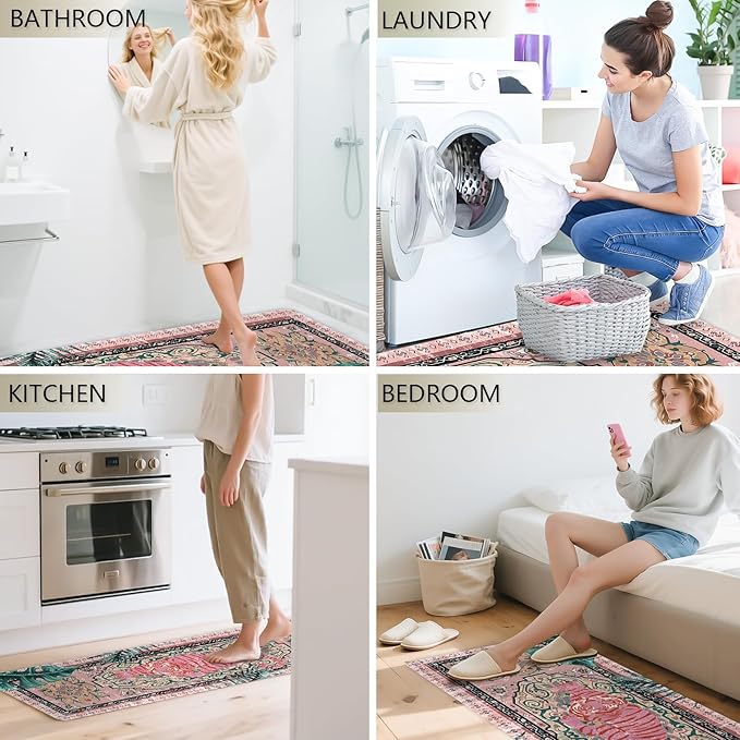 Tiger Rugs for Kitchen Floor, Anti Fatigue Mats for Kitchen Floor Non Slip, 2PCS Rubber Kitchen Mat, Washable Cushioned Carpet Rug for Sink Laundry Gifts for Christmas 15.7"×27.5" +15.7"×47" 3.5mm