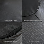 Unstuffed Ottoman Pouf Cover 20 X 15 Inch, Round Pu Leather Foot Stool, Floor Bean Bag(No Filler), Foot Rest with Storage for Living Room/Bedroom/Office, Black