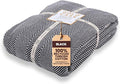 Gold Case Throw Blanket for Bed - 100% Recycled Turkish Cotton Blanket - Elegant Lightweight Soft Throw Blankets for Bed & Living Room - Queen Size Cozy Blankets - 90x90 - Black