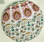 CRAFT KALA Mandala Floor Pillow Cushion Cover Seating Throw Cover Hippie Decorative Bohemian Ottoman Poufs Pom Pillow Cases Boho Indian Cotton Living Room Home Décor 24" Round Set of 2 Mustard Mirchi