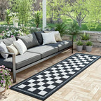 Vasofe Jute Checkered Runner Rug, 2x6 Black and White Washable Rugs, Modern Runners for Hallway Non-Slip Kitchen Mat, Farmhouse Checkerboard Indoor Outdoor Carpet for Porch Laundry Entryway