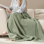 Amélie Home Chevron Chenille Knit Throw Blanket for Couch, Cozy Texture Decorative Soft Blanket for Sofa & Chair, 50"x60", Sage Green