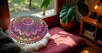 CRAFT KALA Large Round Bohemian Floor Pillow Pouf Cover Mandala Meditation Room Pillow Cover for Adults Boho Seating Poufs Cushion Cover for Kids Playroom 32" Round Multi Ombre