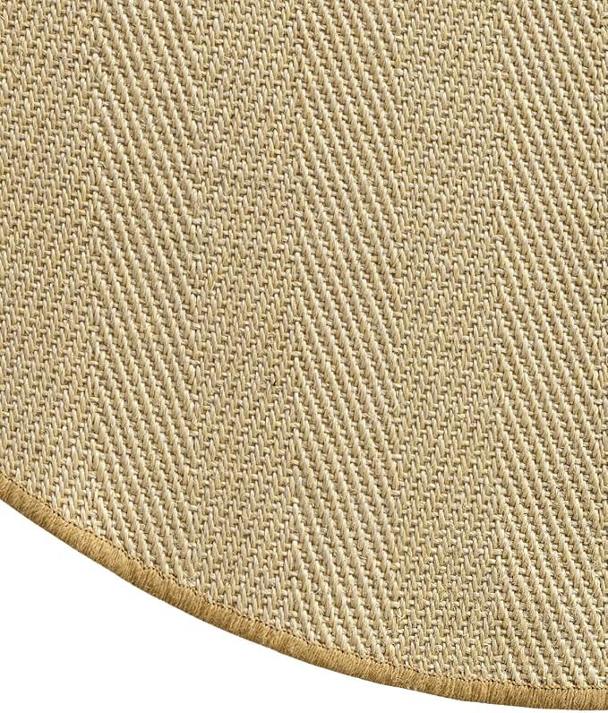 DEXI Round Sisal Rug Natural Fiber 5x5, Braided Woven Area Rugs No Shed, Soft Neutral Rustic Carpet Mat for Indoor Outdoor Patio Dining Living Room Bedroom Farmhouse, 5ft, Natural