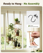 Window Plant Shelves Macrame Plant Hanger Floating Shelves Window Sill Shelf for Plants Hanging Plant Stand Indoor Window Plant Holder Boho Decor Living Room Bedroom Wall Decor