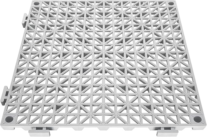 VEVOR Interlocking Tile 55PCS, Drainage Tiles 12" x 12" Splicing, Soft PVC Interlocking Drainage Floor Tiles, Non-Slip Drainage Holes for Restroom, Bathroom, Kitchen, Pool, Wet Areas, Grey