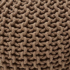 Ornavo Home Pouf Ottoman Foot Rest - 100% Cotton Pouffe - Hand Knitted Cable Braid Cord - Boho Round Stuffed Ottoman for Living Room, Bedroom - Taupe/Brown