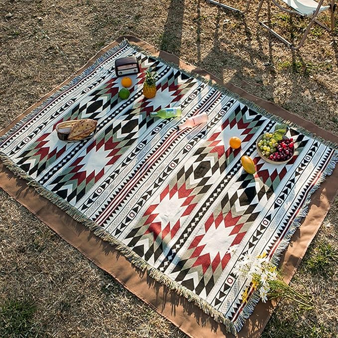 Lqprom Southwest Throw Blankets Aztec Southwestern Throws Cover Boho Native American Blankets for Gift Sofa Table Bed Living Room Decor Outdoor Camping Picnic Tent Beach Car Traveling 51"x63"