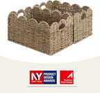 StorageWorks Seagrass Hyacinth Baskets, Hand-woven Rattan Baskets with Built-in Handles, Cute Baby Basket for Nursery, Basket for Organizing and Decor, 13"L x 8¼"W x 7"H