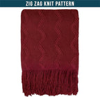 PAVILIA Maroon Red Knit Throw Blanket for Couch Bed, Soft Knitted Farmhouse Sofa Throw for Living Room, Lightweight Decorative Fall Throw Blanket for Chair, Outdoor Textured Boho Blanket, 50x60
