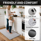 Kitchen Mat Kitchen Rugs Sets of 2 PCS Non Slip Washable, Super Absorbent Soft Braided Kitchen Mats for Floor, Rubber Backing Comfort Standing Kitchen Sink Mat Runner Rug, Gray 17"x28"+17"x47"
