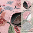 Lahome Floral Washable Entryway Rug, 2X3 Soft Kitchen Rugs Non-Slip, Ultra-Thin Door Mat Indoor Entrance Stain Resistant Boho Small Throw Carpet for Bathroom Bedroom Entry Flore, Pink