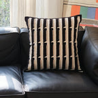 Black Cream Modern Strip Tufted Throw Pillow Covers，Neutral Textured Minimalism Chunky Pillowcases,Bohemian Mid Century Geometric Sham for Couch,1PC,18x18 Inch