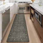 KIMODE Anti Fatigue Kitchen Mats for Floor, 20"x71" Boho Oriental Kitchen Rug, Non Slip Waterproof Kitchen Floor Mats, Memory Foam Kitchen Mat for Sink Laundry Office Desk Green/Grey