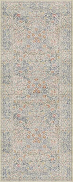 Washable Bathroom Runner Rug 2x5, Non Slip Runner for Laundry Room, Bathroom Sink Mat - Vintage Pastel Beige Blue Throw Rug, Ultra Soft Low Pile Stain Resistant