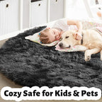 Amdrebio Tie-Dyed Dark Grey Round Area Rugs for Living Room, 6x6 Rug, Soft Thick Large Circle Rug for Bedroom, Big Shag Fluffy Fuzzy Carpet for Mens Boys Kids Room, Modern Cool Floor Circular Rug