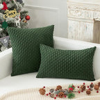 Kevin Textile 12x24 Inch Pillow Cover 1 Pack Boho Christmas Decorative Soft Striped Corduroy Lumbar Farmhouse Color Accent Rectangle Cushion Case for Living Room Couch Sofa Bed, Dark Green