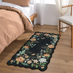 Lahome Floral Entryway Rug, 2x4 Washable Kitchen Rug Ultra-Thin, Non-Slip Soft Door Mat Indoor Entrance Stain Resistant Boho Small Flore Throw Carpet for Bathroom Bedroom (2x4ft,Black/Grey)