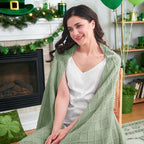inhand Basil Green Knitted Throw Blanket for Couch and Bed, St. Patrick’s Day Lucky Spring Gifts Throw for Her or Him, Soft Farmhouse Woven Blanket with Tassel, Lightweight Decorative, 50"x60"